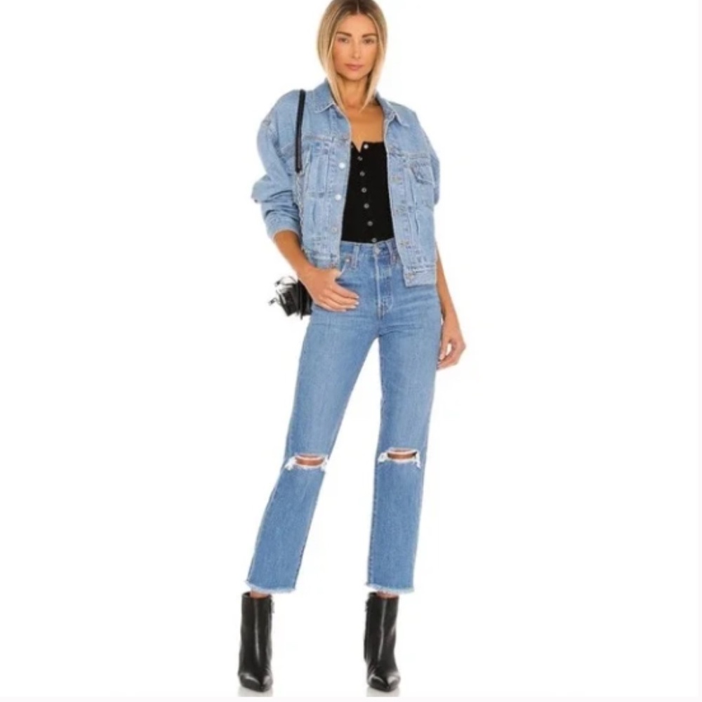 Levi's Wedgie Straight Leg Big E Button Fly High Rise Denim Jeans Size 29